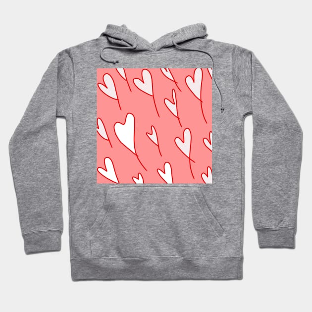 red pink white heart shapes background Hoodie by Artistic_st